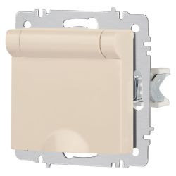 Розетка Intro Accent 6-203-02 2P+E Schuko с крышкой 16А-250В IP20 СУ AL/CU слоновая кость | Intro