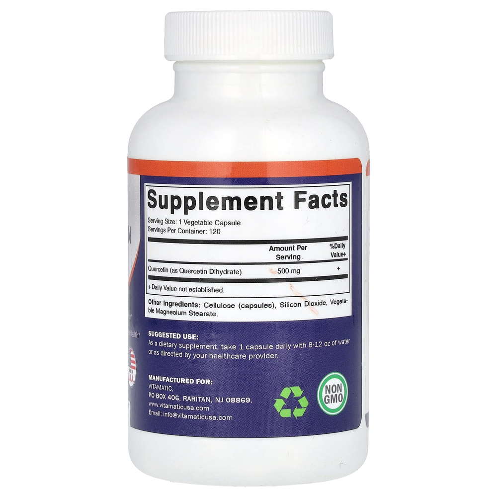 Vitamatic, кверцетин, 500 мг, 120 растительных капсул