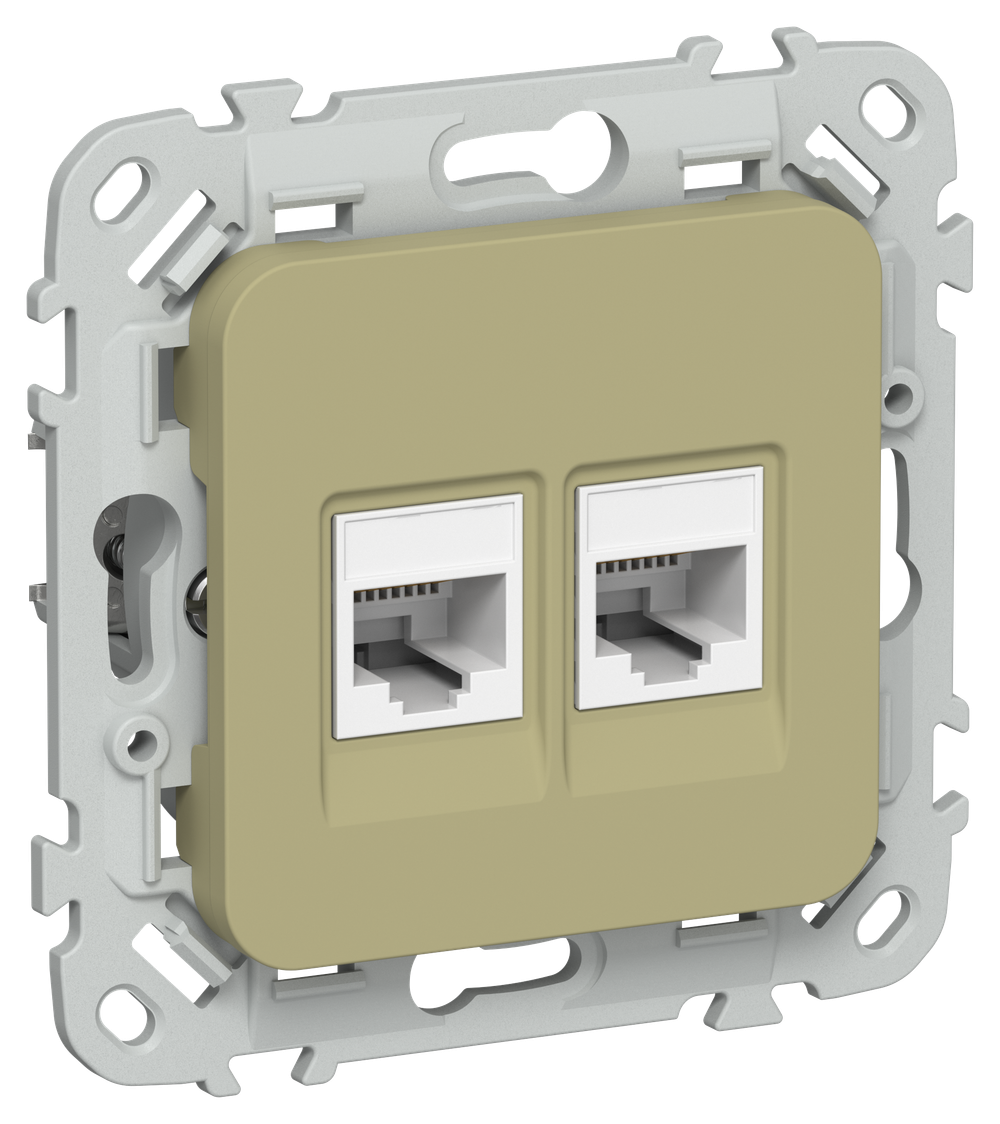 FLITE Розетка 2-местная компьютерная RJ45 категория 6 UTP РК6-2-0-ФлО оливковый IEK