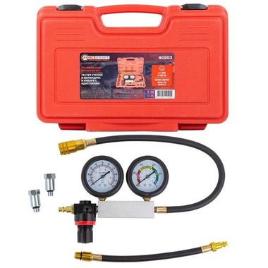 Тестер утечки в цилиндрах в наборе с адаптерами 4пр. (0-7 bar, М12х1.25, М14х1.25), в кейсе FORCEKRAFT FK-902G3