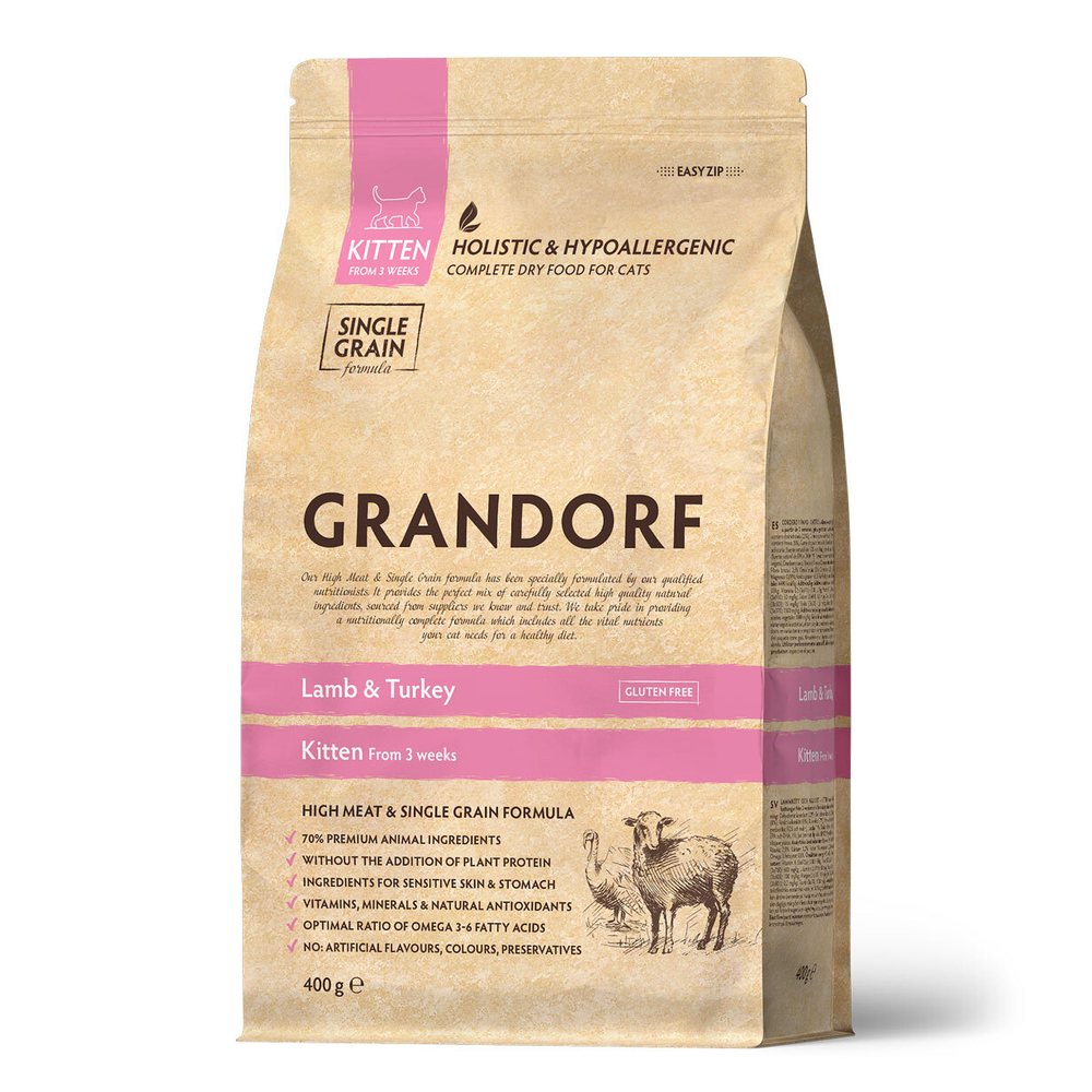 Grandorf Kitten Сухой корм для котят с ягненком и индейкой, 400 гр