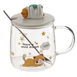 GAEM Кружка с крышкой и ложкой 420 мл, L8 W8 H9 см