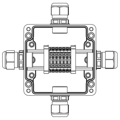 Взрывозащищенная клеммная коробка из полиэстера TBE-P-03-(6xCBC.4)-1xPACMP(A)-1xPACMP(B)-1xPACMP(C)-1xPACMP(D)1Ex e IIC Т5 Gb / Ex tb IIIC T95°C Db IP66