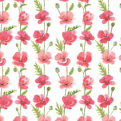 Красные маки, акварельный цветочный принт