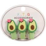 Зажимы для волос детские 3шт «РОЗОВОЕ ОБЛАКО», авокадики, 2.5см (блистер и пакет с подвесом)●