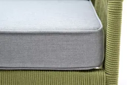 "Канны" кресло плетеное из роупа, каркас алюминий светло-серый (RAL7035) муар, роуп салатовый меланж круглый, ткань светло-серая