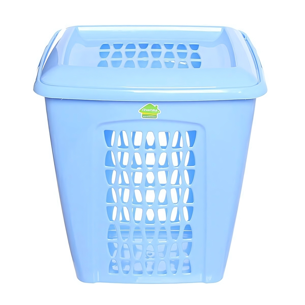 Корзина для белья Молетта 60л прямоугольная с крышкой бирюзовая С702БИР
