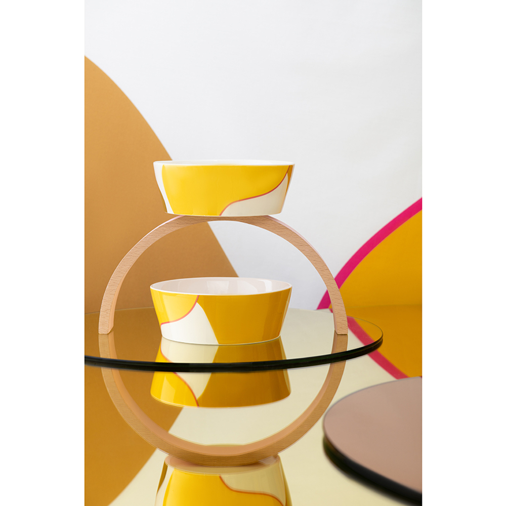 Набор из двух салатников горчичного цвета с авторским принтом из коллекции freak fruit, 16см