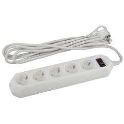 Сетевой фильтр ЭРА USF-5es-3m-W с базовой защитой с заземлением с выключателем 5 розеток 3м 10А белый | Сетевые фильтры