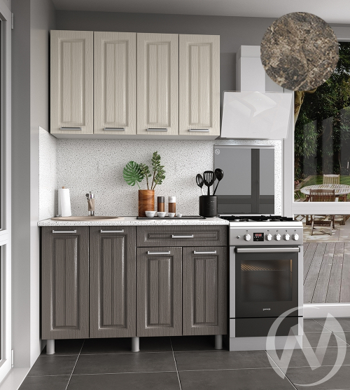 Кухня Лаура 1.2м (корпус белый/клен кремовый; клен серый) 38мм королевский опал