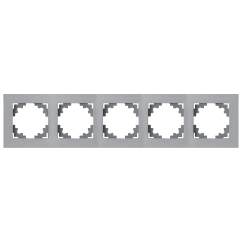 Рамка 5-местная, металл, STEKKER, MFR00-7005-03, серия Катрин, серебро 50027