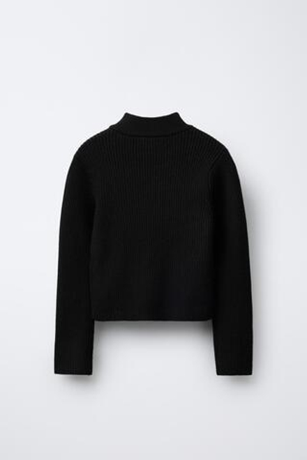 ZARA X CHAMPION ® ДЖЕМПЕР В РУБЧИК С ВОРОТНИКОМ-СТОЙКОЙ, ЧЕРНЫЙ
