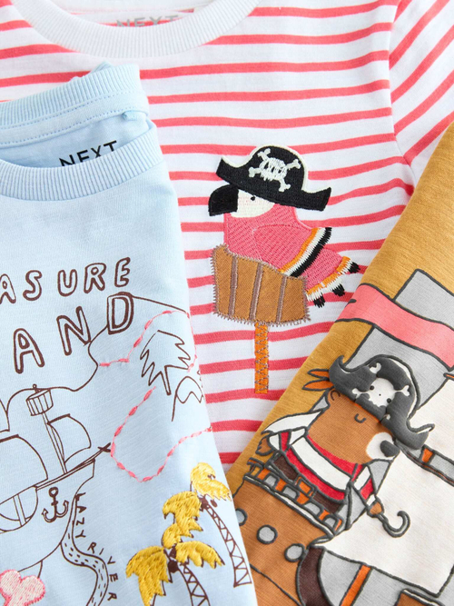 Футболка для мальчика Next AG8-728, 3 шт., Голубой, Красный, Горчичный