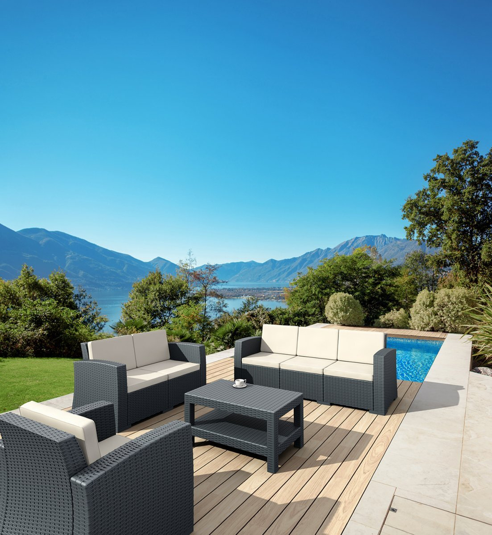 Комплект пластиковой плетеной мебели Monaco Lounge Set XL, антрацит