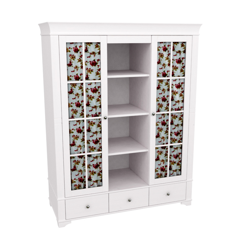 Шкаф с 2-мя стеклянными дверями и полками «Бейли» белый воск