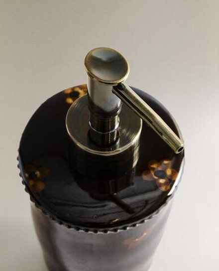 ZARA HOME ДОЗАТОР ДЛЯ МЫЛА С ЦВЕТОЧНЫМ УЗОРОМ, КОРИЧНЕВЫЙ