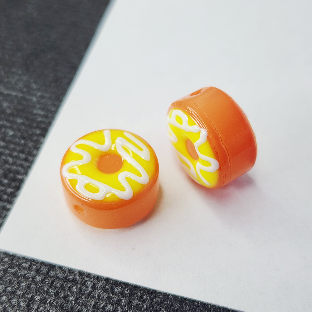 Бусина лэмпворк, пончик с глазурью, р-р 15мм, штучно