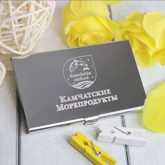 Стальная визитница с гравировкой на заказ