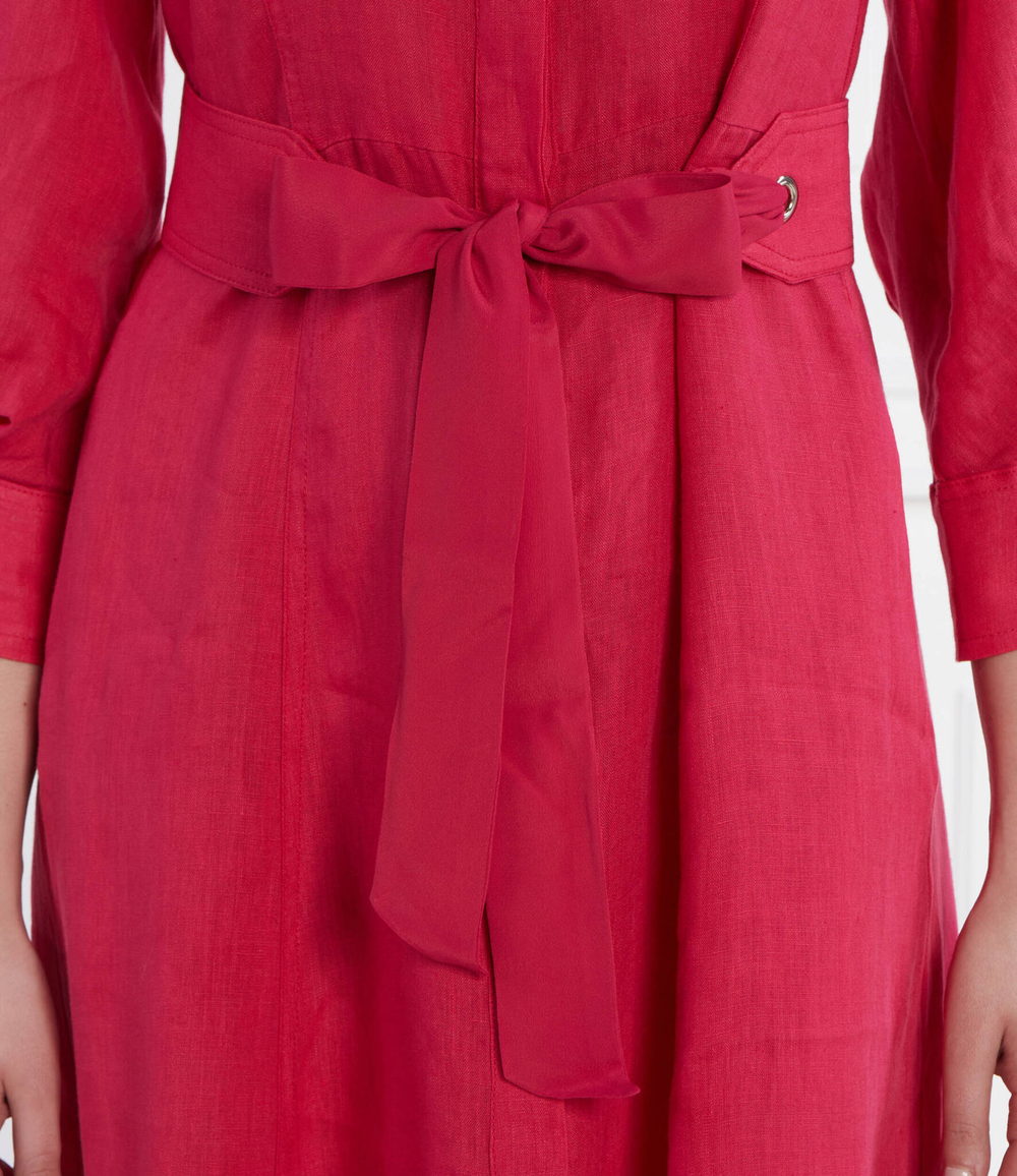 Льняное платье с ремешком ESTASI Marella SPORT - малиновый(13221094)