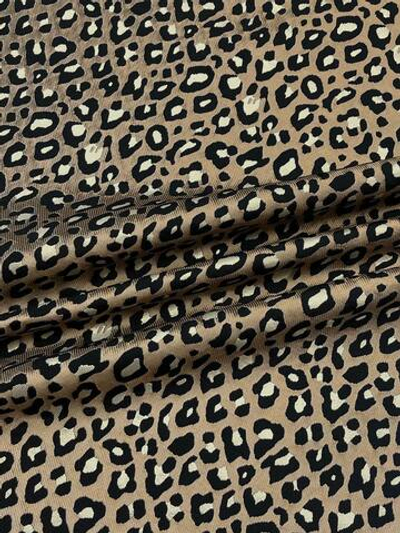Жаккард п/э с ацетатом и люрексом Dolce&Gabbana коричневый с анималистичным принтом