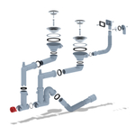 Сифон 3 1/2*40 Ani двойной,с носиком, гиб. круг. и прям. пер, с гофрой 40*40/50 F3545SA15 АНИ пласт
