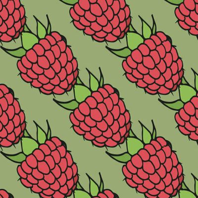 вкусная красная малина на зелёном фоне