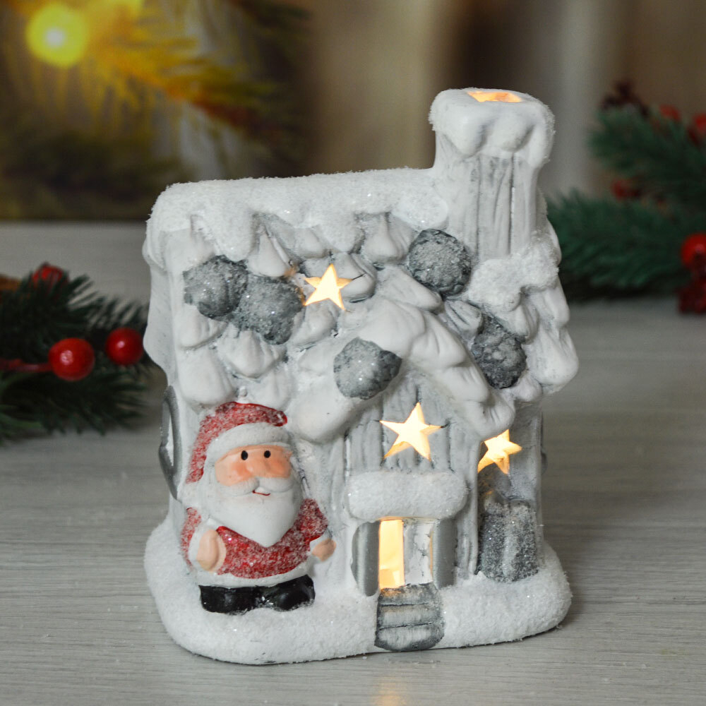 Сувенир новогодний с подсветкой "Домик" 10*7*12см, батарейки в комплекте