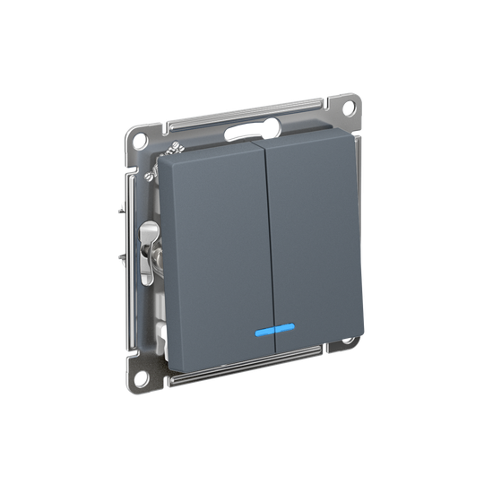 ATLASDESIGN 2-клавишный ВЫКЛЮЧАТЕЛЬ с подсветкой, сх.5а, 10АХ, мех., быстрозажим. клем., ГРИФЕЛЬ