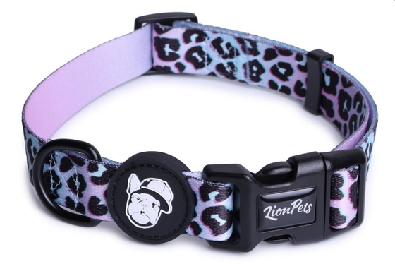 ОШЕЙНИК ДЛЯ СОБАК LION PETS С РИСУНКОМ ГОЛУБОЙ ЛЕОПАРД