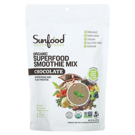 Суперфуды Sunfood, Смесь для смуззи с органическим шоколадом и суперфудами, 8 унций (227 г)