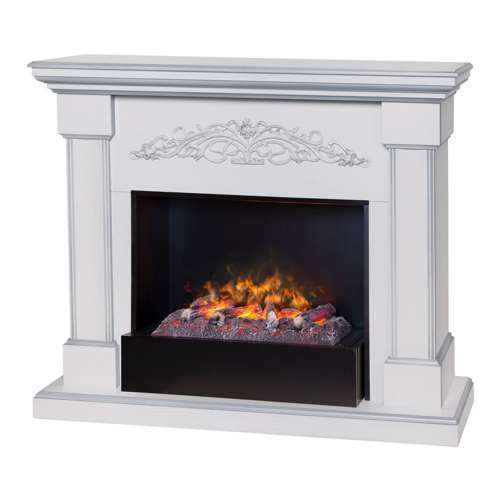 Электрокамин RealFlame Ofelia 26 WT дуб белый с серебряной патиной с очагом 3D Cassette 630