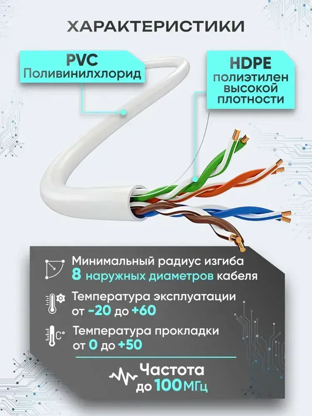 Кабель витая пара, Витая пара 100м, кабель utp, CCA, 5e, 8 жил, 4pr