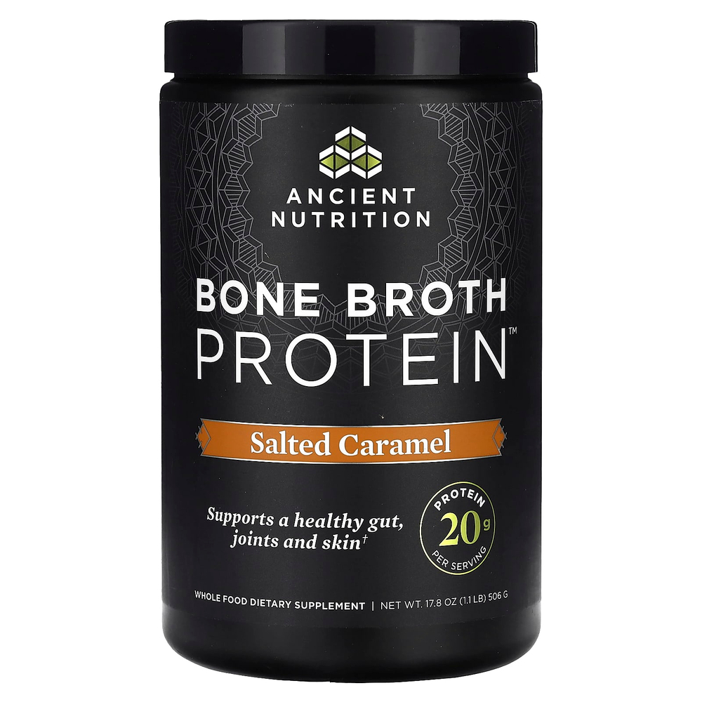 Ancient Nutrition, Bone Broth Protein, соленая карамель, 506 г (1,12 фунта)