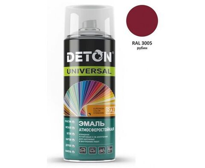 Эмаль аэрозоль алкидная атмосферостойкая Рубин RAL 3005 "Deton Universal" 520 мл