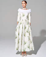 Платье "Весна в Париже" с меховой отделкой