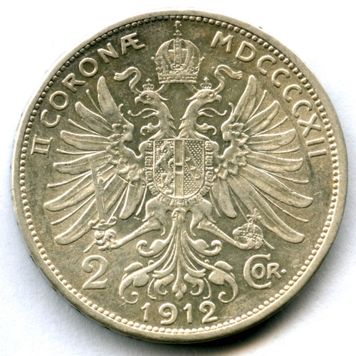 2 кроны 1912. Австро-Венгрия XF+