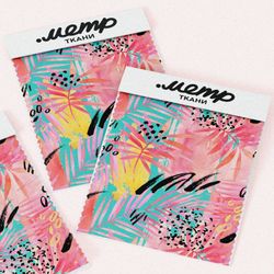 Ткань таффета разноцветная абстракция