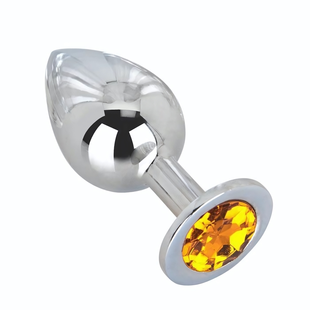 Большой стальной плаг с оранжевым кристаллом Juicy Orange - 9,5 см. (Цвет: оранжевый)