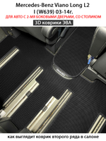 Автомобильные коврики ЭВА с бортами для Mercedes-Benz Viano Long L2 I (W639) 03-14г. Для авто с 2-мя боковыми дверьми, со столиком