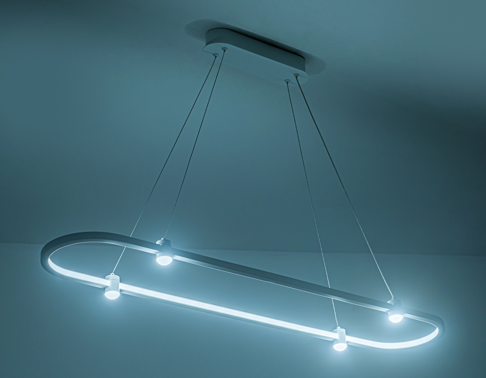 Светильник подвесной светодиодный FL5588/1+4 WH белый 30W 3000K/4200K/6400K 1000*200*1300 (без ПДУ)