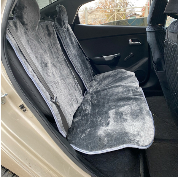 Накидки чехлы на сиденье авто мех , Комплект на задний ряд. Серый
