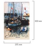 Скетчбук, рисовальная бумага 300 г/м2, 195х300 мм, 20 л., гребень, SoftTouch, брайль, "У причала", 97330
