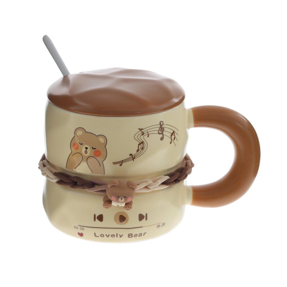 GAEM Кружка с крышкой и ложкой, 300 мл, L15 W9 H10 см, 4в.