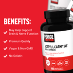 Force Factor, Ацетил L-карнитин, 500 мг, 100 растительных капсул