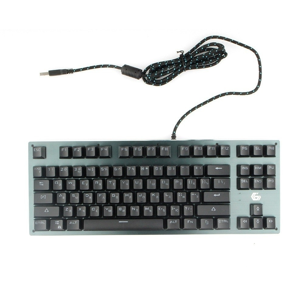 Клавиатура механическая Gembird KB-G540L {USB, черн, переключатели Outemu Blue, 87 клавиши, подсветка Rainbow 9 режимов, FN, кабель тканевый 1.8м}