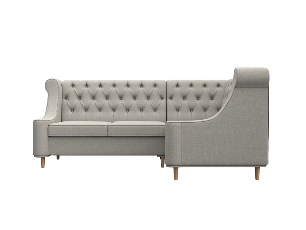 Диван кухонный угловой Бронкс правый угол, Амур 02 бежевый, Рогожка, 123978