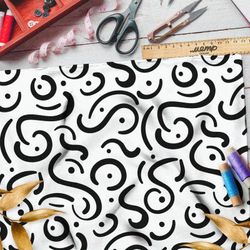 Ткань штапель чёрные витиеватые  узоры на бежевом фоне