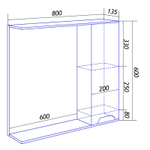 Зеркало-шкаф Loranto Florena 80 800х135х600 правый, светлый бетон (CS00086987)