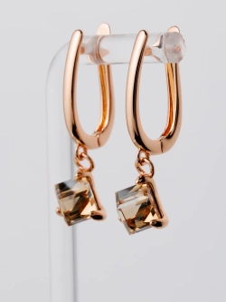 Серьги-подвески Миражи с кристаллом Swarovski цвета шампань