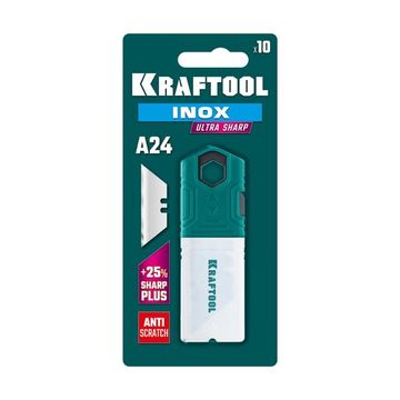 KRAFTOOL INOX-A24, 10 шт, нержавеющие трапециевидные лезвия (09626-S10)